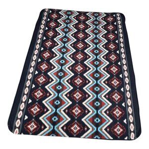 Vintage Tribal Kilim Throw Blanket Fleece Vibrant Geometric Handwoven Textile